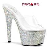 Pleaser | Bejeweled-701DM, 7 Inch Rhinestones on Bottom Platform and Heels