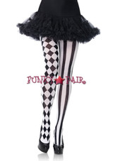 Black/White Harlequin Costume PantyHose |Leg Avenue 7720