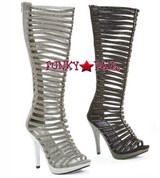 Ellie Shoes | M-Stella 5" Heel Straps Boots w/Rhinestones