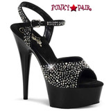 Pleaser | Delight-609RS, 6 Inch Rhinestones Ankle Strap Sandal