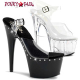 Pleaser | Adore-708LS, 7 Inch Clear Strap Sandal with 1 Line Rhinestones