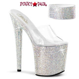 Bejeweled-812RS, 8 Inch Silver RhineStones Platform Ankle Cuffs Shoes by Pleaser