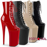 Pleaser Beyond-1020, 10 Inch Extreme Stiletto Heel Lace up Ankle Boots
