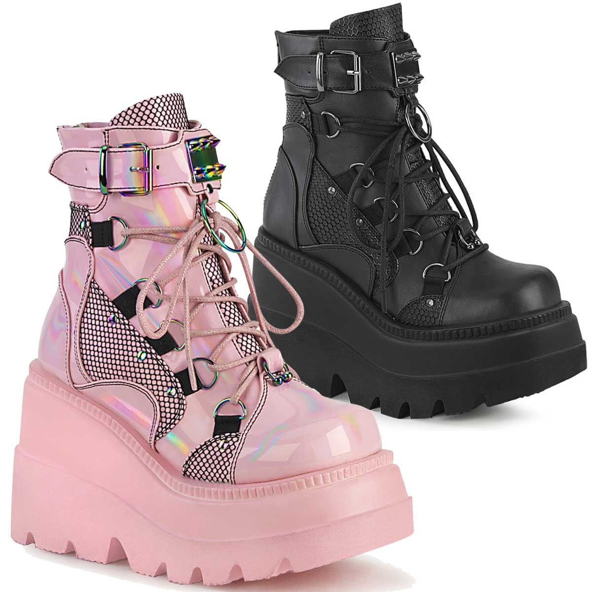 Demonia Shaker60 Gothic Wedge Ankle Boots