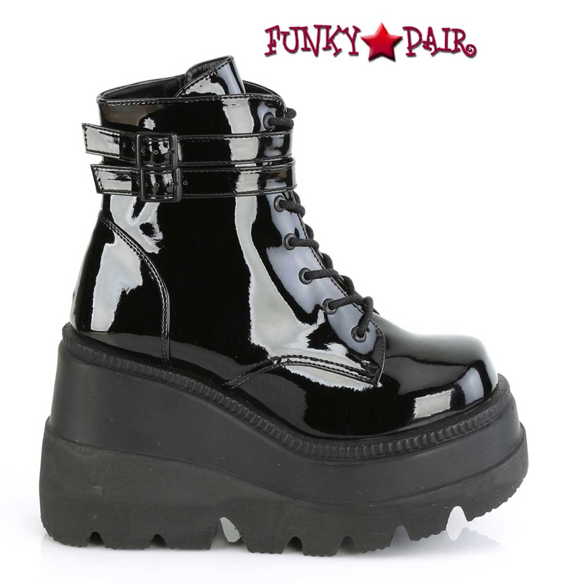 Demonia Shaker52 Women's Stacked Wedge Platform Ankle Boot