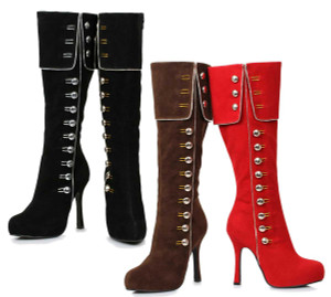 Ellie Shoes | 420-Elda Knee High Boots with Side Buttons