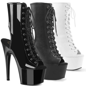 Adore-1016, 7" Lace up Peep Toe Ankle Boots by Pleaser USA