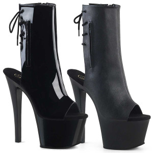 Pleaser Boots | Sky-1018, 7 Inch Open Toe and Back Ankle Boots