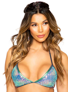 SEQUIN BIKINI RAVE TOP | Roma R-3713