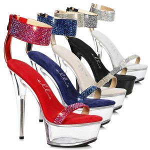 Ellie Shoes | 609-Anika, Platform Sandal with Rhinestones Cuff