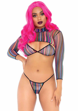 Leg Avenue | LA81607, Striped Fishnet Bikini Set