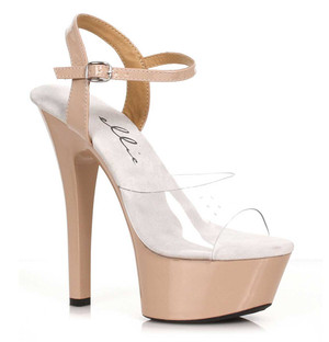 601-Idol, Nude Platform Ankle Strap Sandal By Ellie Shoes