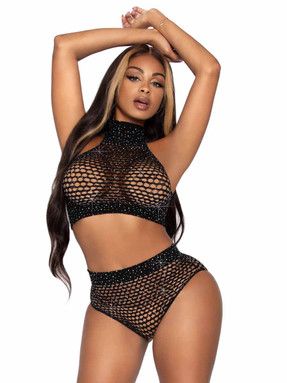 LA81626, Rhinestone Oval Net Set By Leg Avenue