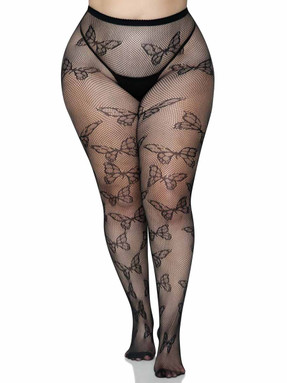 LA-1412X, Plus Size Butterfly Net Tights by Leg Avenue