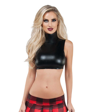 B9035, Wet Look Crop Top