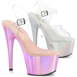 Adore-708LQ, 7" Ankle Strap Holographic Platform Sandal