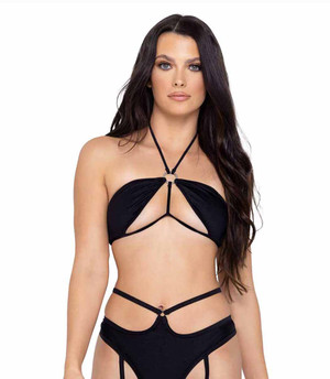 R-6322 - Black Tie-Top Bikini Top By Roma