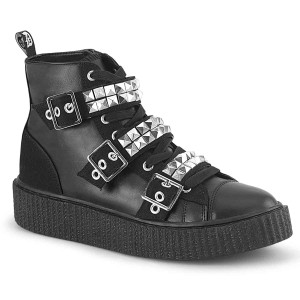 SNEEKER-225, Creeper Sneaker with Pyramid Studs By Demonia