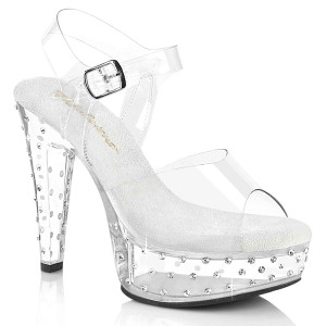 MARTINI-508SDT, 5 Inch Rhinestones Chunky Platform Ankle Strap Sandal By Pleaser USA