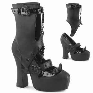 DEMON-13, 5 Inch Maryjane Platform with Removable Snap-on Spat Cuff By Demonia