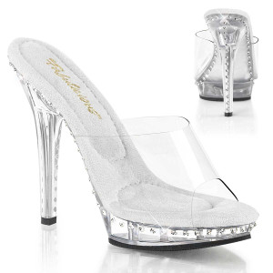 Lip-101LS, 5" Clear Platform with 1 line of rhinestones by Fabulicious