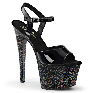 Sky-309MG, 7 Inch Platform Ankle Strap with Mini Glitters by Pleaser