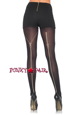 LA7927, Zipper Print Backseam Pantyhose