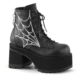 Ranger-105 Women's Block Heel Platform Boots with Web Design by Demonia