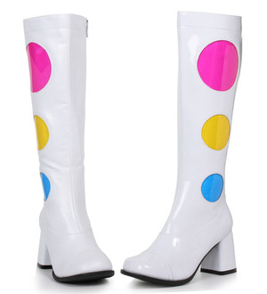 1960s Boots 300-Dotty 
Approximately 3 inch GoGo Boots with circle, side zipper | 1031 Costume Shoes