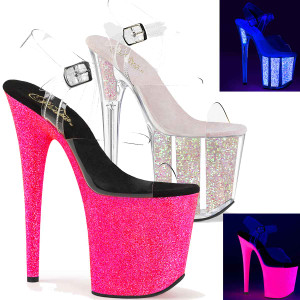 Flamingo-808UVG, 8 Inch UV Reactive Glitters Exotic Dancer Shoes Pleaser