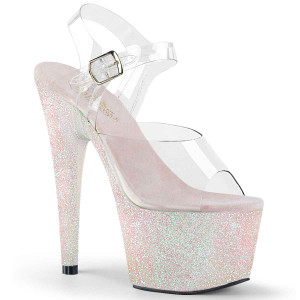 Adore-708HMG, 7 Inch Opal Mini Glitter Stripper Platforms Sandal by Pleaser USA