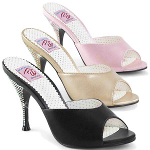 Pin Up Shoes | Monroe-05, Rhinestones Heel Slide