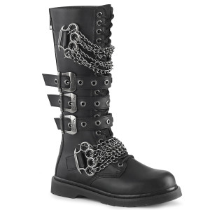 Demonia | BOLT-450, Knee High Combat Boots with Chains