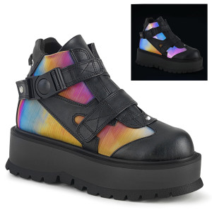Demonia | Slacker-32, Gothic Rainbow Ankle Boots