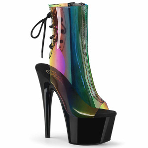 Pleaser | Adore-1018C-RB, Translucent Rainbow Ankle Boots