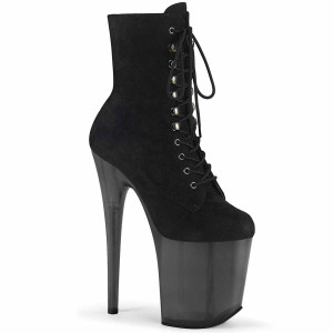 8" Black Suede Ankle Boots with Tint Platform Flamingo-1020FST, by Pleaser