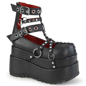 Bear-28, Cage Bootie Platform with Buckle Straps by Demonia