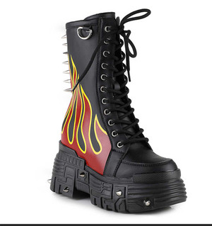 MTF Women's Red Flame Combat Boots By Anthony Wang