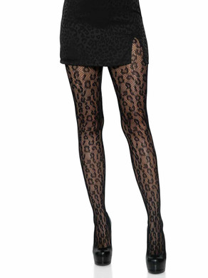 Diamond Net Footless Spandex Tights Black