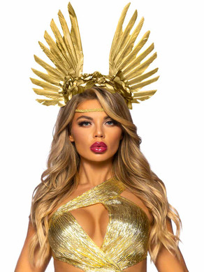 A2906, Golden Goddess Feather Headpiece