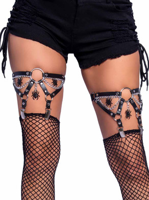 LA2784, Spider O-Ring and Chain Thigh High Garter