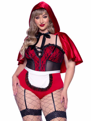 LA86975X, Plus Size Naughty Miss Red Costume By Leg Avenue