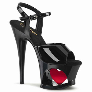 MOON-709H, Cutout Platform with Red Heart Sandal By Pleaser