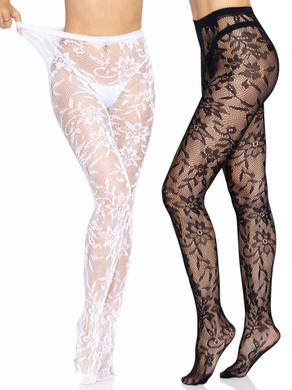 Rounded Pearl Flowers With Lace Trim Footless Fishnet - Tights Footless :  : Clothing, Shoes & Accessories