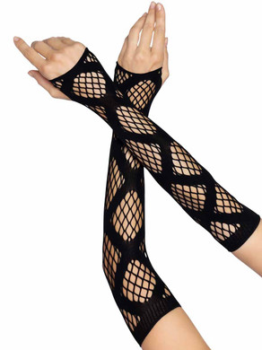 LA2675, Black Net Faux Wrap Arm Warmers by Leg Avenue