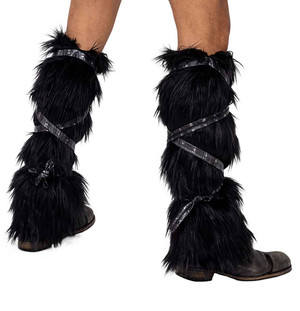 Fur Leg Warmers with Lacing 