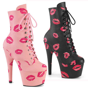 ADORE-1020KISSES, Ankle Boots with Red Lips By Pleaser USA