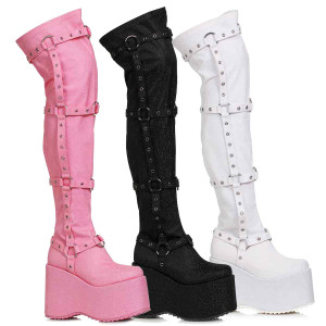 500-FUMIKO, 5" Chunky Platform Glitter Thigh High Ellie Boot