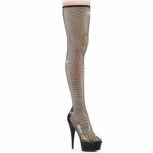 DELIGHT-3009, 6 Inch Pull-On Thigh High Boots By Pleaser USA