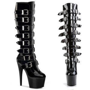ADORE-2043 Buckles Knee High Boots | Pleaser